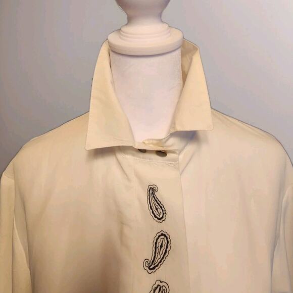 Vtg 80's Paris Star Brand Women Sz 10 Placket Embroided Paisley Hidden Buttons - Picture 9 of 11
